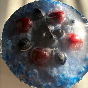 Blueberry cake w fresh berry topping 4 wick pillar candle